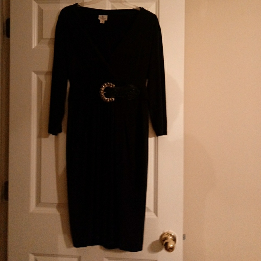 Worthington black belted dinner dress.